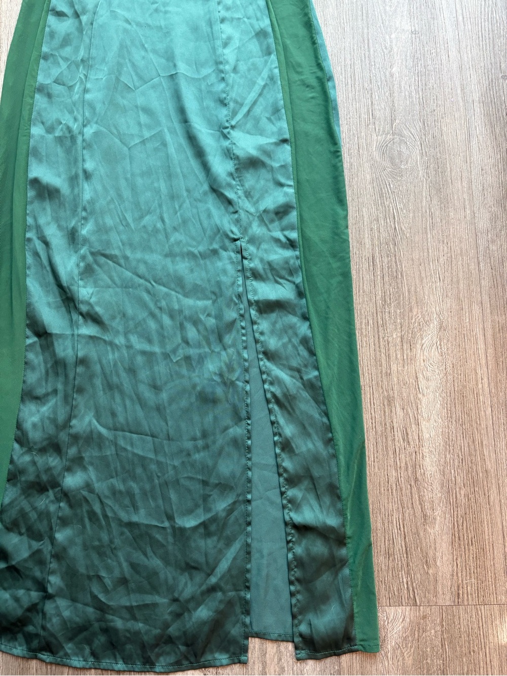 Free People Intimately Emerald Green Satin Mesh Maxi Dress XS - Picture 5 of 7